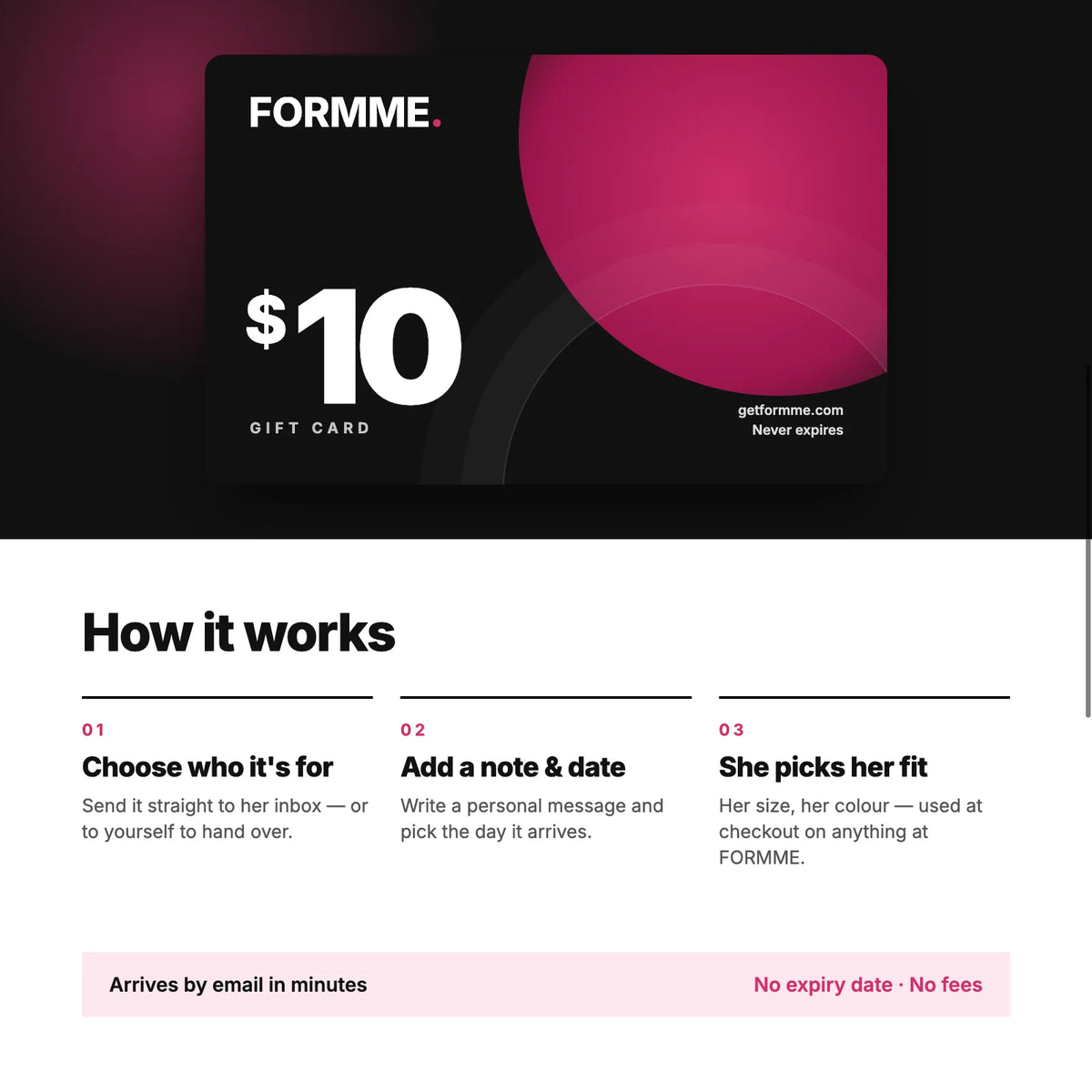 How the FORMME gift card works