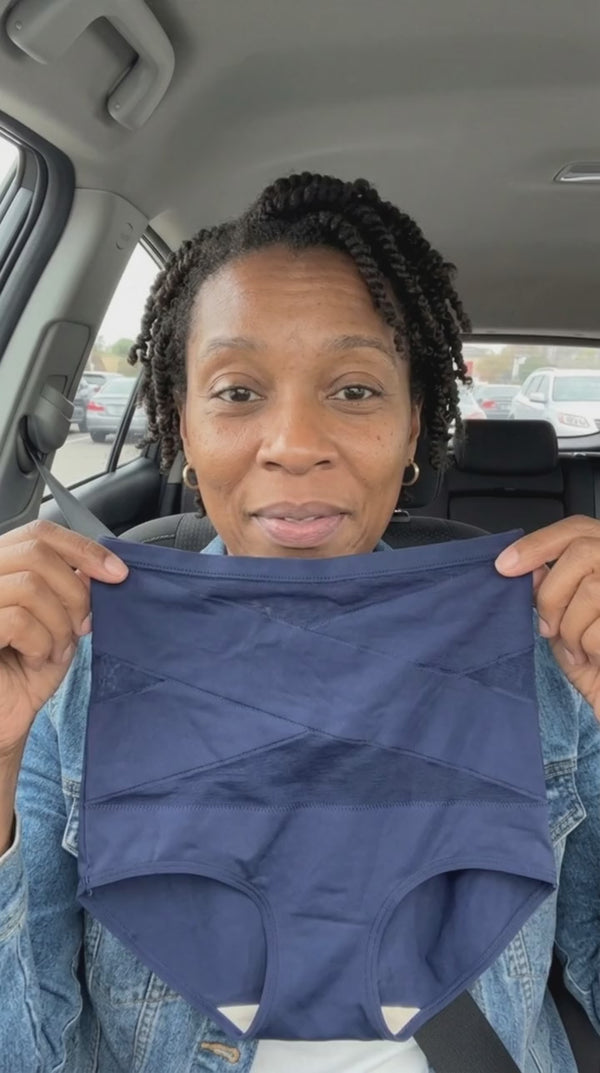 Customer video review recorded in the car — navy brief